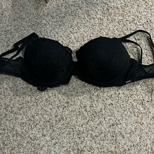 PINK black lace push up bra